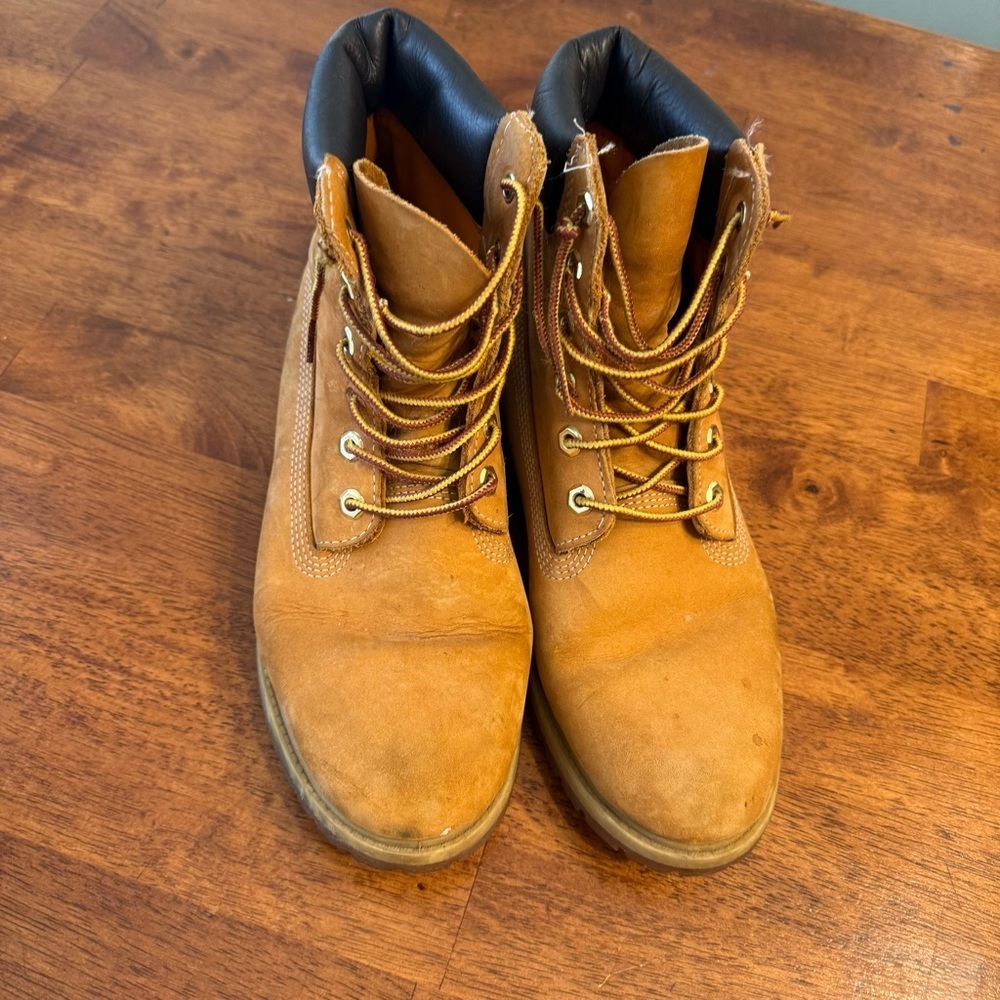Timberland Premium 6-Inch Waterproof Boots wheat nobuck leather size 10 - Picture 5 of 11